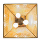 Meyda Lighting Deer at Dawn 23" 3-Light Burnished Brass Tint Deer in the Woods Pendant Light With Beige Shade Glass
