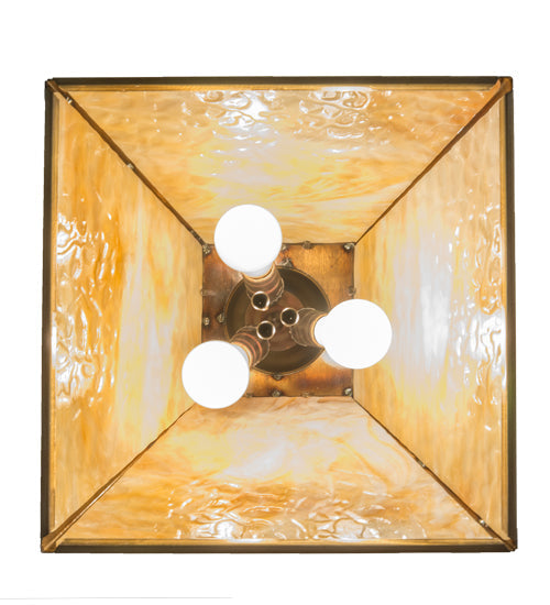 Meyda Lighting Deer at Dawn 23" 3-Light Burnished Brass Tint Deer in the Woods Pendant Light With Beige Shade Glass