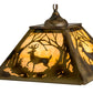 Meyda Lighting Deer at Dawn 23" 3-Light Burnished Brass Tint Deer in the Woods Pendant Light With Beige Shade Glass