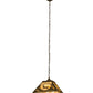 Meyda Lighting Deer at Dawn 23" 3-Light Burnished Brass Tint Deer in the Woods Pendant Light With Beige Shade Glass