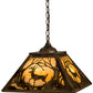 Meyda Lighting Deer at Dawn 23" 3-Light Burnished Brass Tint Deer in the Woods Pendant Light With Beige Shade Glass