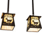 Meyda Lighting Deer at Dawn 24" 2-Light Bronze Island Pendant Light With Beige Shade Glass