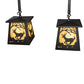 Meyda Lighting Deer at Dawn 24" 2-Light Bronze Island Pendant Light With Beige Shade Glass