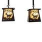 Meyda Lighting Deer at Dawn 24" 2-Light Bronze Island Pendant Light With Beige Shade Glass