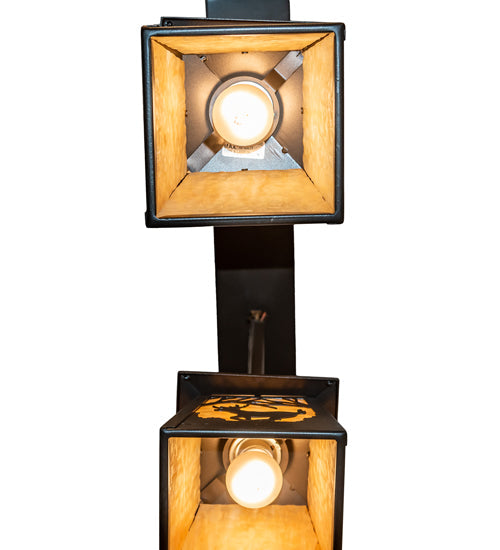 Meyda Lighting Deer at Dawn 24" 2-Light Bronze Island Pendant Light With Beige Shade Glass