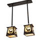 Meyda Lighting Deer at Dawn 24" 2-Light Bronze Island Pendant Light With Beige Shade Glass
