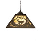 Meyda Lighting Deer at Dawn 27902 23" 2-Light Antique Copper Pendant Light With Beige Art Shade Glass