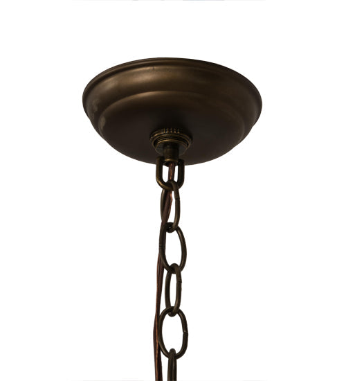 Meyda Lighting Deer at Dawn 27902 23" 2-Light Antique Copper Pendant Light With Beige Art Shade Glass