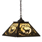 Meyda Lighting Deer at Dawn 27902 23" 2-Light Antique Copper Pendant Light With Beige Art Shade Glass