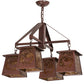 Meyda Lighting Deer at Dawn 28" 4-Light Rust Chandelier With Amber Mica Shade Glass