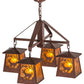 Meyda Lighting Deer at Dawn 28" 4-Light Rust Chandelier With Amber Mica Shade Glass
