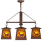 Meyda Lighting Deer at Dawn 28" 4-Light Rust Chandelier With Amber Mica Shade Glass