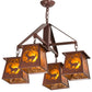 Meyda Lighting Deer at Dawn 28" 4-Light Rust Chandelier With Amber Mica Shade Glass