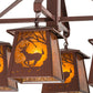 Meyda Lighting Deer at Dawn 28" 4-Light Rust Chandelier With Amber Mica Shade Glass