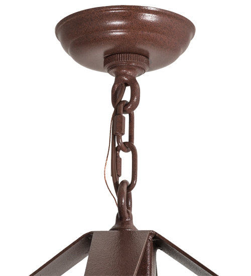 Meyda Lighting Deer at Dawn 28" 4-Light Rust Chandelier With Amber Mica Shade Glass