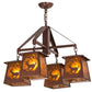 Meyda Lighting Deer at Dawn 28" 4-Light Rust Chandelier With Amber Mica Shade Glass