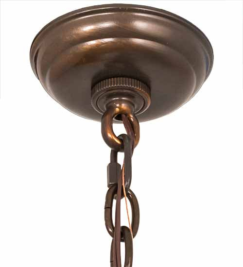 Meyda Lighting Deer at Dawn 28" 4-Light Vintage Copper Chandelier With Amber Mica Shade Glass