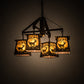 Meyda Lighting Deer at Dawn 28" 4-Light Vintage Copper Chandelier With Amber Mica Shade Glass