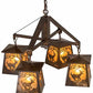 Meyda Lighting Deer at Dawn 28" 4-Light Vintage Copper Chandelier With Amber Mica Shade Glass