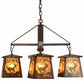 Meyda Lighting Deer at Dawn 28" 4-Light Vintage Copper Chandelier With Amber Mica Shade Glass