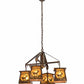 Meyda Lighting Deer at Dawn 28" 4-Light Vintage Copper Chandelier With Amber Mica Shade Glass