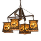 Meyda Lighting Deer at Dawn 28" 4-Light Vintage Copper Chandelier With Amber Mica Shade Glass