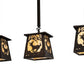 Meyda Lighting Deer at Dawn 37" 3-Light Bronze Island Pendant Light With Beige Shade Glass