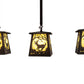 Meyda Lighting Deer at Dawn 37" 3-Light Bronze Island Pendant Light With Beige Shade Glass