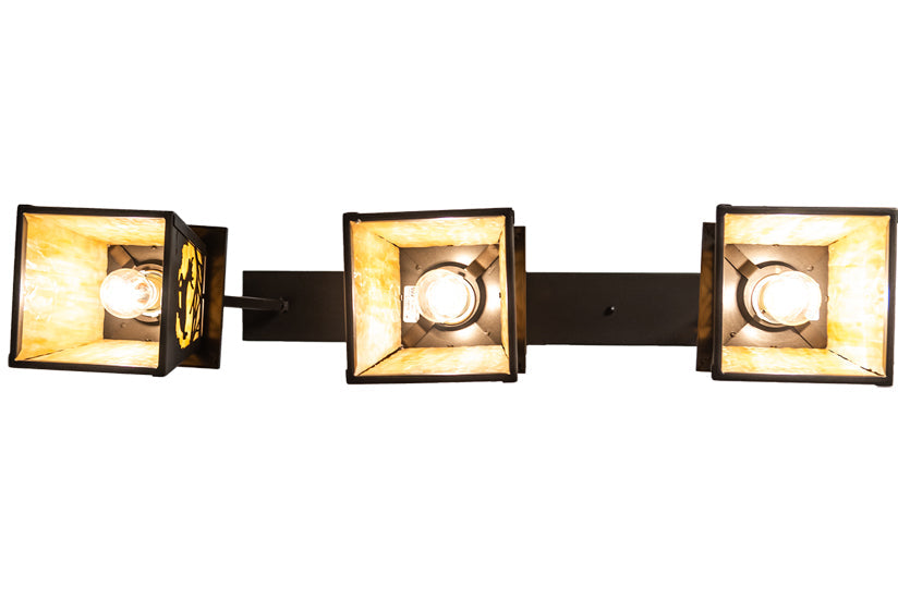 Meyda Lighting Deer at Dawn 37" 3-Light Bronze Island Pendant Light With Beige Shade Glass