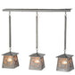 Meyda Lighting Deer at Dawn 37" 3-Light Silver Steel Island Pendant Light With Silver Mica Shade Glass