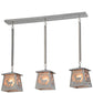 Meyda Lighting Deer at Dawn 37" 3-Light Silver Steel Island Pendant Light With Silver Mica Shade Glass