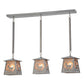 Meyda Lighting Deer at Dawn 37" 3-Light Silver Steel Island Pendant Light With Silver Mica Shade Glass