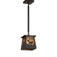 Meyda Lighting Deer at Dawn 7"Sq Oil Rubbed Bronze Pendant Light With Beige Shade Glass