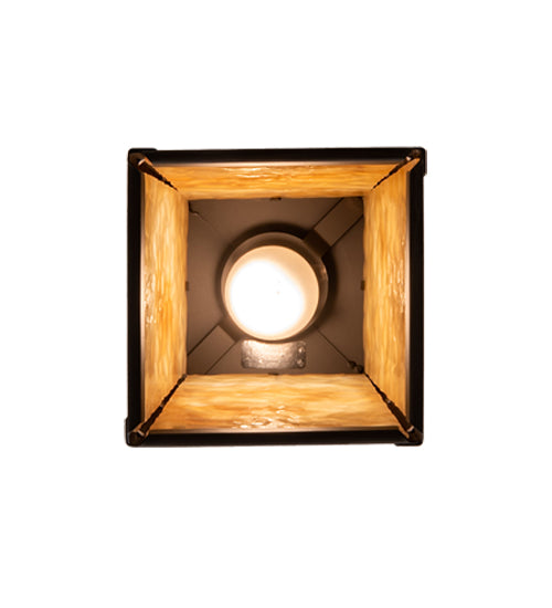 Meyda Lighting Deer at Dawn 7"Sq Oil Rubbed Bronze Pendant Light With Beige Shade Glass