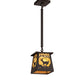 Meyda Lighting Deer at Dawn 7"Sq Oil Rubbed Bronze Pendant Light With Beige Shade Glass