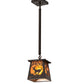 Meyda Lighting Deer at Dawn 7"Sq Timeless Bronze Pendant Light With Amber Mica Shade Glass