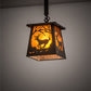 Meyda Lighting Deer at Dawn 7"Sq Timeless Bronze Pendant Light With Amber Mica Shade Glass