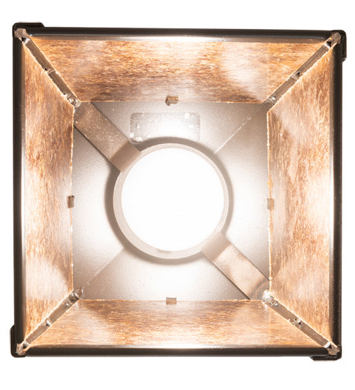 Meyda Lighting Deer at Dawn 7"Sq Timeless Bronze Pendant Light With Amber Mica Shade Glass