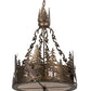 Meyda Lighting Deer at Dusk 22" 4-Light Antique Copper Inverted Pendant Light With Silver Mica Shade Glass