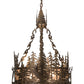 Meyda Lighting Deer at Dusk 22" 4-Light Antique Copper Inverted Pendant Light With Silver Mica Shade Glass