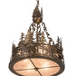 Meyda Lighting Deer at Dusk 22" 4-Light Antique Copper Inverted Pendant Light With Silver Mica Shade Glass