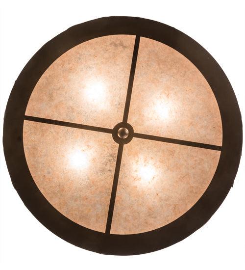 Meyda Lighting Deer at Dusk 22" 4-Light Antique Copper Inverted Pendant Light With Silver Mica Shade Glass