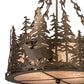 Meyda Lighting Deer at Dusk 22" 4-Light Antique Copper Inverted Pendant Light With Silver Mica Shade Glass