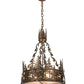 Meyda Lighting Deer at Dusk 22" 4-Light Antique Copper Inverted Pendant Light With Silver Mica Shade Glass