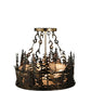 Meyda Lighting Deer at Dusk 22" 4-Light Dark Burinished Antique Copper Inverted Pendant Light With Silver Mica Shade Glass