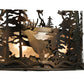 Meyda Lighting Deer at Dusk 22" 4-Light Dark Burinished Antique Copper Inverted Pendant Light With Silver Mica Shade Glass