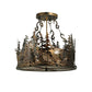 Meyda Lighting Deer at Dusk 22" 4-Light Dark Burinished Antique Copper Inverted Pendant Light With Silver Mica Shade Glass
