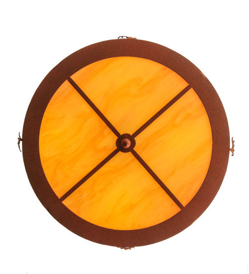 Meyda Lighting Deer at Dusk 22" 4-Light Earth Inverted Pendant Light With Tawnyrock Idalight Shade Glass
