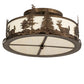 Meyda Lighting Deer at Dusk 24" 4-Light Antique Copper Semi-flush Mount Light With Creme Carrara Idalight Shade