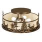 Meyda Lighting Deer at Dusk 24" 4-Light Antique Copper Semi-flush Mount Light With Creme Carrara Idalight Shade